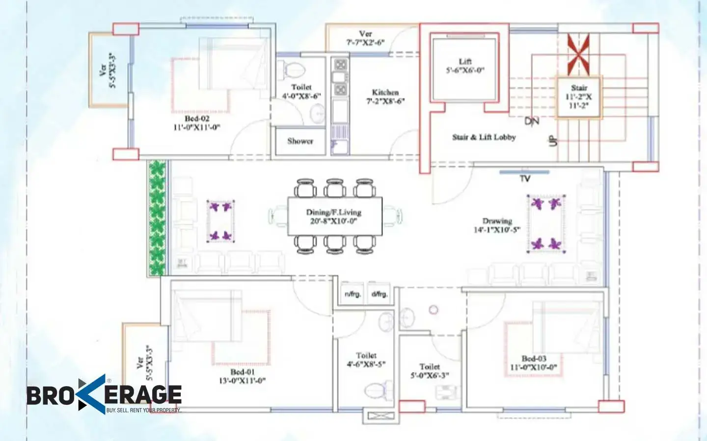 Ready flat for sale in Bashundhara